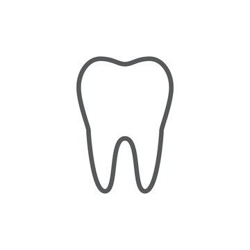 Tooth line icon. Minimalist black icon isolated on white background. Teeth simple silhouette. Web site page and mobile app design vector element.