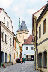 Street in the old historical Tabor town center, Czech Republic