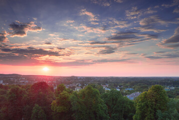 City summer sunset