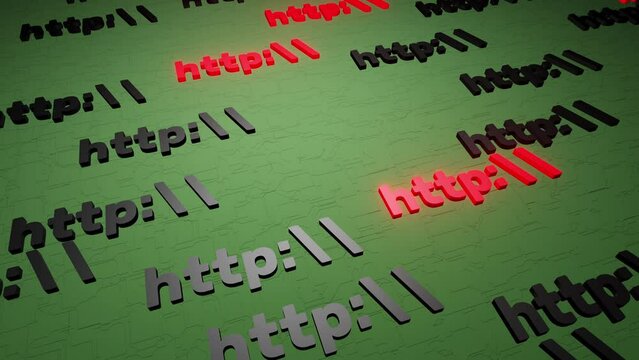 Http symbol sign on green background 3d render. Hypertext transfer protocol secure web 3