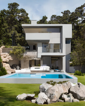 dream home architecture of a luxury modern and classic design house, generative ai