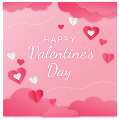 Banner rosa, San valentin con corazones 3d