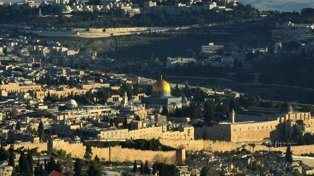 Jerusalem old city and golden dome of Al Aqsa mosque