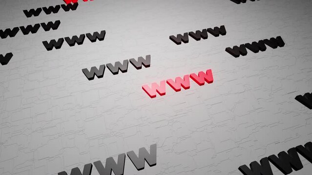 WWW symbols sign on white background 3d render. Hypertext transfer protocol secure web 3