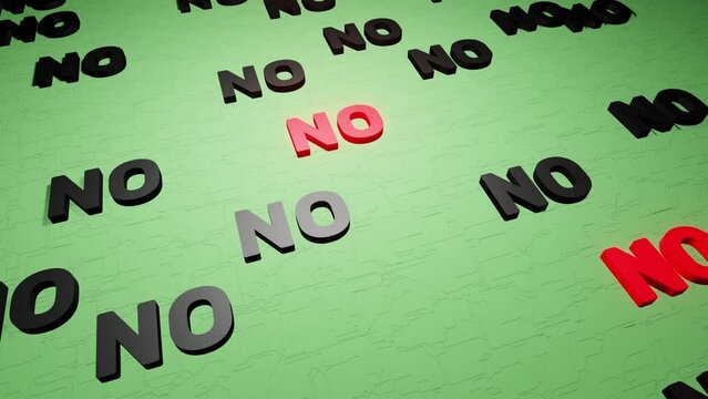 No symbol or nope marks on green background 3d render. Say no or dont like pattern. Negation views