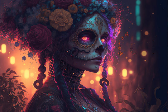 Generated by Ai Catrinas from The day of the deads frome Mexico culture