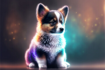Cute baby dog cinematic art RGB