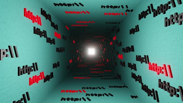 Http symbol sign in cian tunnel background 3d render. Hypertext transfer protocol secure web 3