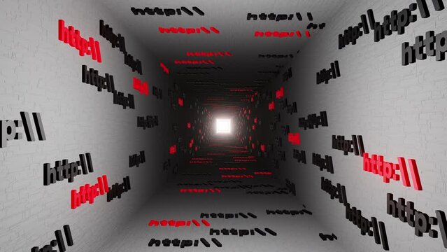 Http symbol sign in white tunnel background 3d render. Hypertext transfer protocol secure web 3
