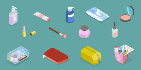 Vector Illustration of Makeup Items Set, Cosmetics and Skincare