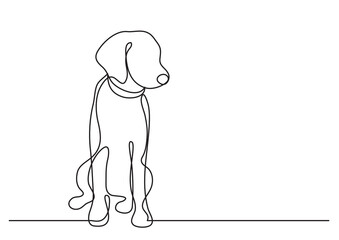 continuous line drawing vector illustration with FULLY EDITABLE STROKE of cute dog