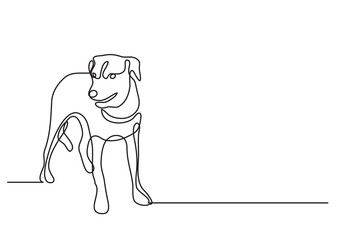 continuous line drawing vector illustration with FULLY EDITABLE STROKE of aggressive dog