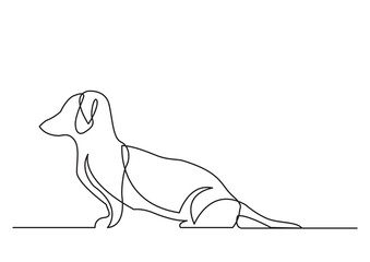 continuous line drawing vector illustration with FULLY EDITABLE STROKE of dachshund dog