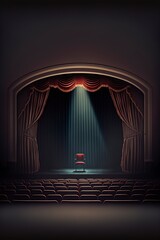 illustration, empty theater stage, AI generated image