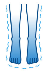 冷え性、ブルブル震える青くなった足