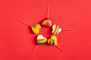 Diversity sweets, rainbow colored studio shots