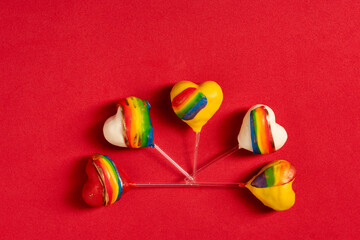 Diversity sweets, rainbow colored studio shots