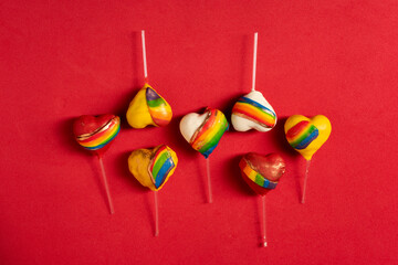Diversity sweets, rainbow colored studio shots