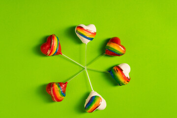 Diversity sweets, rainbow colored studio shots