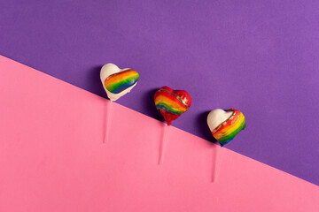 Diversity sweets, rainbow colored studio shots