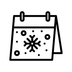 Calendar icon with outline style | Winter date icon | Winter icon | Snowflake icon