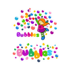 Girl with colorful bubble graphic vector 