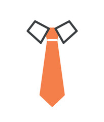 Business tie icon. Clothing element and accessory, lovely appearance. Fashion, trend and style. Entrepreneur and businessman. Logotype for company or organization. Cartoon flat vector illustration