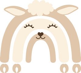 Baby Face Sheep Rainbow isolated Vector illustration on white background