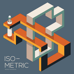 Isometric geometric shape abstract background modern art style