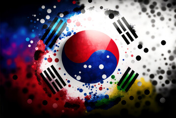 south korea  Flag,  bokeh background, generative ai