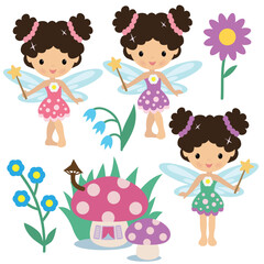 Cute little garden fairy vector cartoon illustration