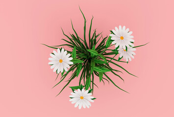 beautiful flower 3d illustration minimal rendering on Wax Flower background.