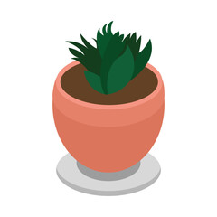 Vector flat house plant pot illustration. Colorful house plant in pot for your design