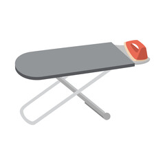 Iron and ironing board. Flat vector illustration. Household concept design.