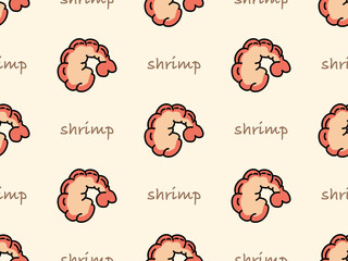 Shrimp cartoon character seamless pattern on orange background.