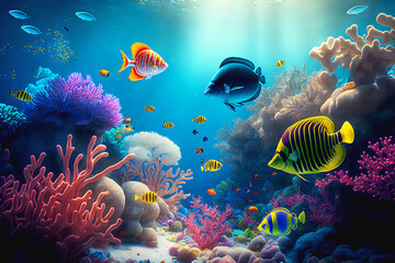 Obraz na płótnie Canvas AI Generated Underwater Ocean Background