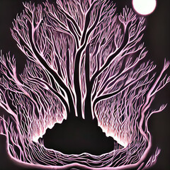 Obraz premium Abstract dark forest trees texture render