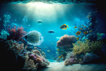 Obraz na płótnie Canvas AI Generated Underwater Ocean Background
