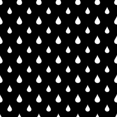 Seamless water drop pattern.White Water Drops on black Background