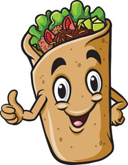 Cartoon burrito or kebab mascot design - obrazy, fototapety, plakaty