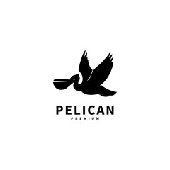 pelican bird silhouette vintage icon vector logo design 2