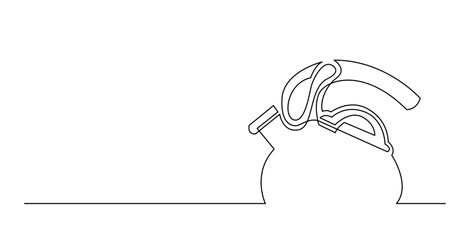 continuous line drawing vector illustration with FULLY EDITABLE STROKE of modern tea kettle