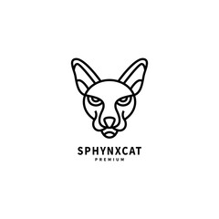 sphynx cat head with line art style logo design