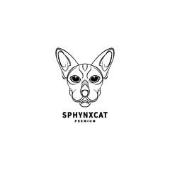 sphynx cat head sketch drawing logo design illustration
