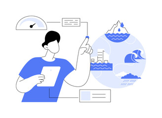 Sea level rise abstract concept vector illustration.