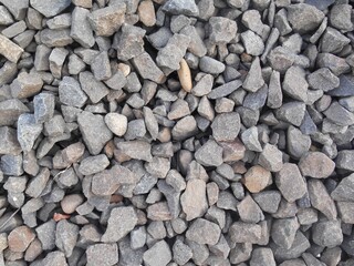 Grey crushed stone for construction