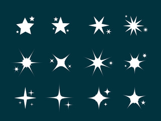 Vector flat sparkling star collection