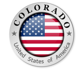 Silver badge with Colorado and USA flag