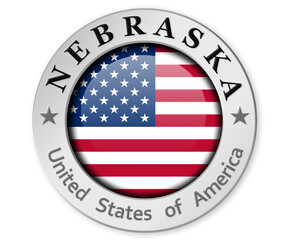 Silver badge with Nebraska and USA flag
