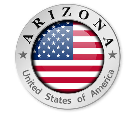 Silver badge with Arizona and USA flag